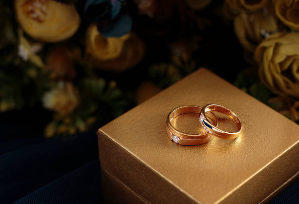 Close-Up Of Wedding Rings On Jewelry Box